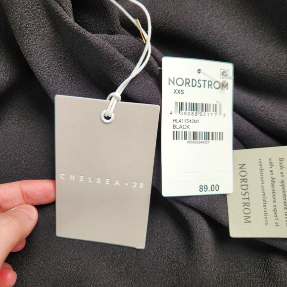 Chelsea 28 Womens XXS Black Midi Short Sleeve Shift Dress Zipper NWT Summer - Picture 12 of 15